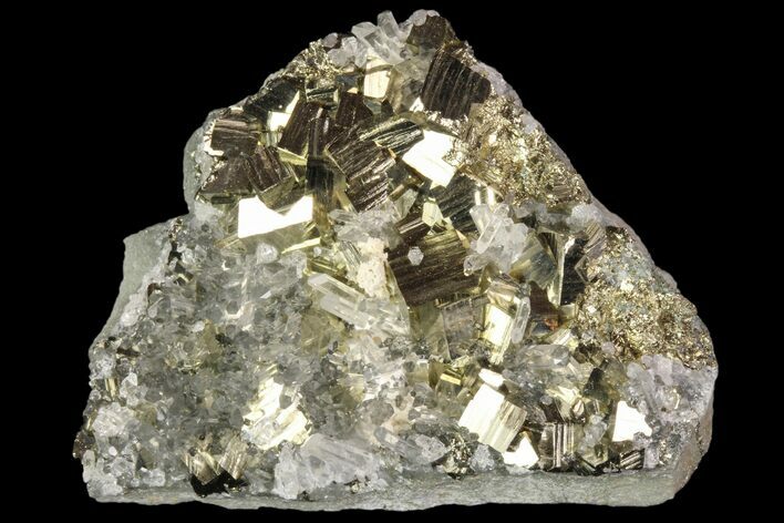 Quartz Crystal Cluster With Gleaming Pyrite - Peru #87742